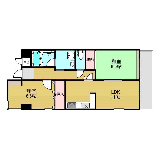 新大阪ファミール西館(2LDK/5階)の間取り写真
