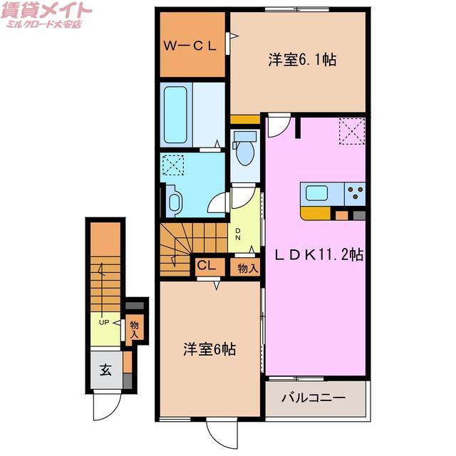シオン III(2LDK/2階)の間取り写真
