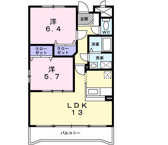 グランシエル(2LDK/5階)の間取り写真