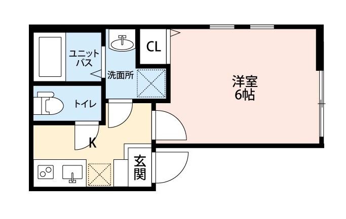 シーバ生田(1K/1階)の間取り写真