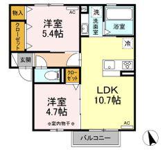メゾン アナベル(2LDK/2階)の間取り写真