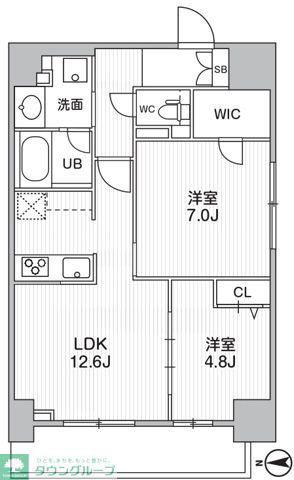 THEパームス熊野前(2LDK/13階)の間取り写真