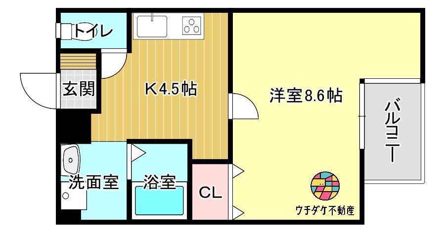 ソレイユビル(1K/4階)の間取り写真