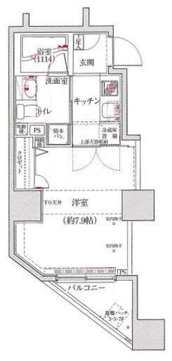 グランティアラ新御徒町アジールコート(1K/5階)の間取り写真