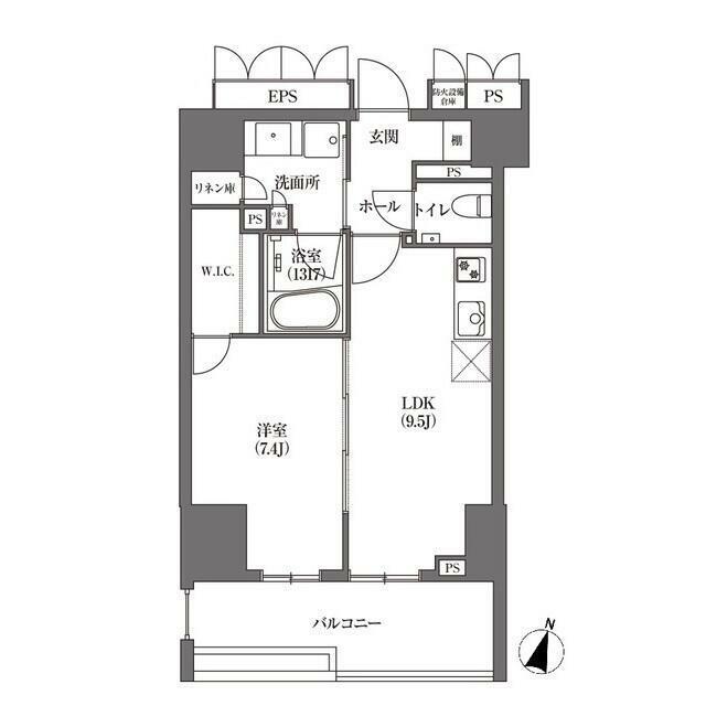 HAMACHO APARTMENTS 部屋番号0307(1LDK/3階)の間取り写真
