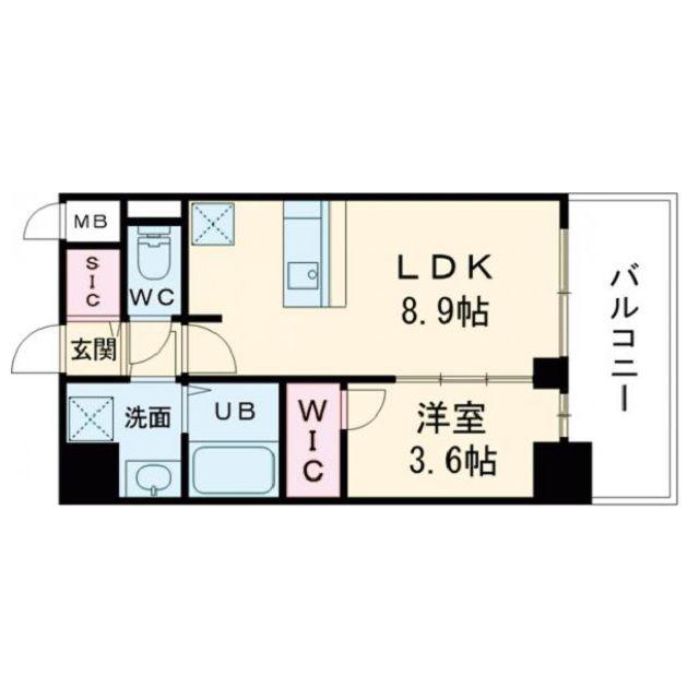 S-RESIDENCE阿波座CHIARO(1LDK/8階)の間取り写真