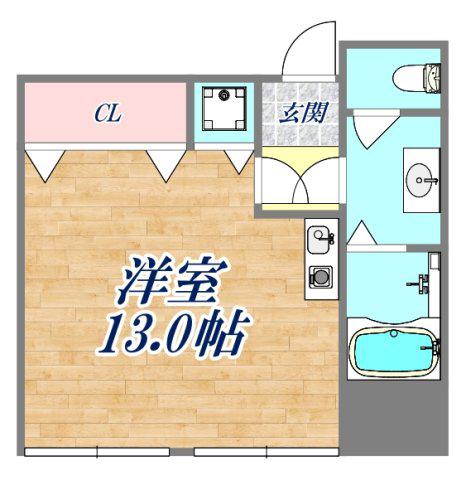 ビレ甲子園(ワンルーム/3階)の間取り写真