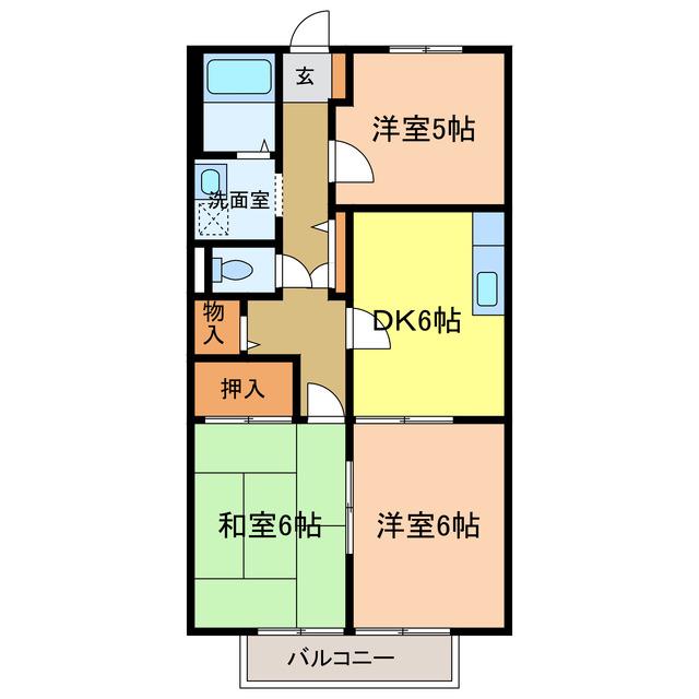 コーポアネックス(3DK/1階)の間取り写真