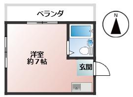 ベルシエル(ワンルーム/2階)の間取り写真