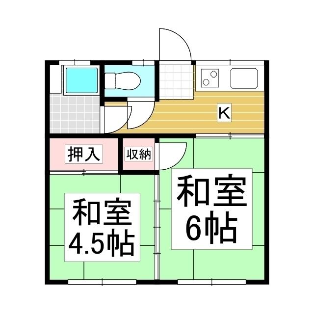 清水ビル(2DK/3階)の間取り写真