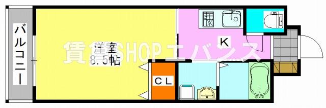 ソラナ宮本(1K/2階)の間取り写真