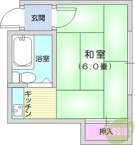 小野寺アパート(1K/2階)の間取り写真