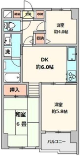 キャニオンコープ石神井公園(3DK/2階)の間取り写真