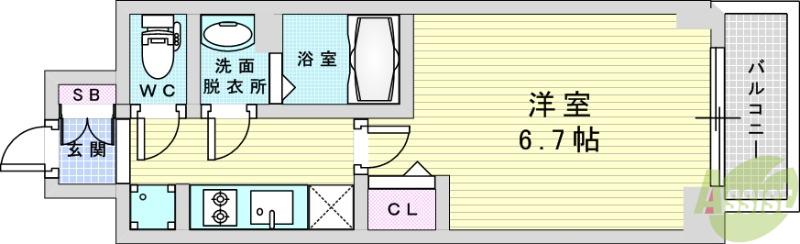 ARTIZA淡路(1K/7階)の間取り写真