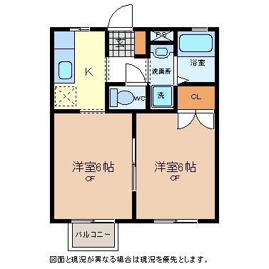 フローハイム(2K/2階)の間取り写真