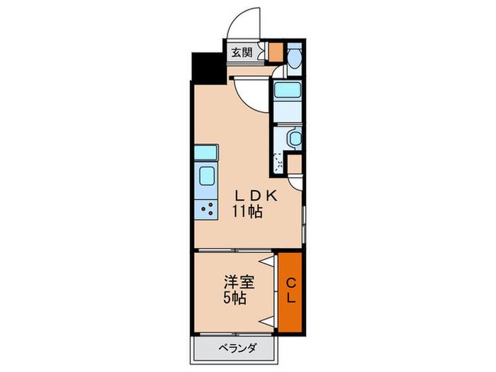 レオンコンフォート南堀江(1LDK/4階)の間取り写真