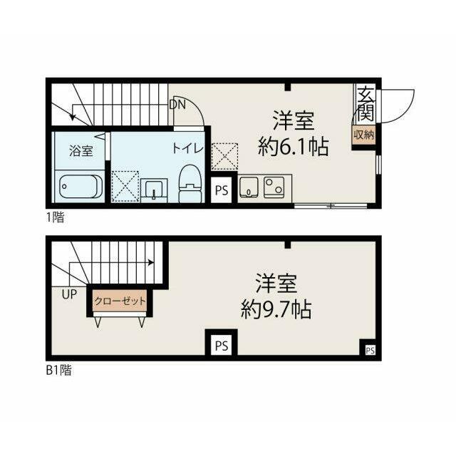 モンソレイユ水天宮 部屋番号102(1DK/1階)の間取り写真