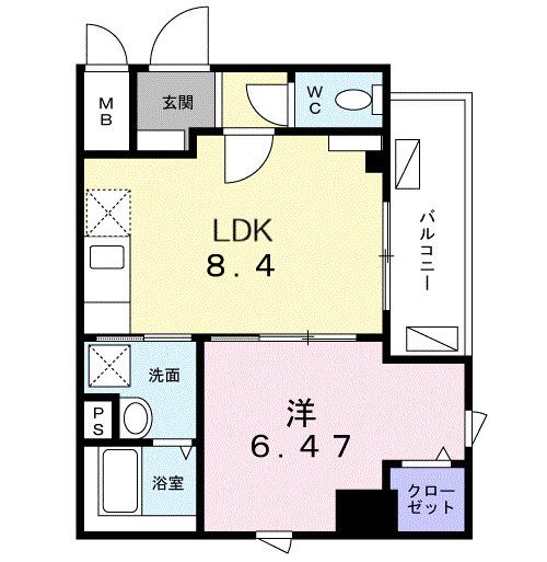 シュガー レイ(1LDK/1階)の間取り写真