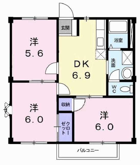 カームSTI(3DK/1階)の間取り写真