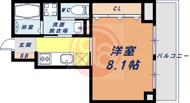 アヴェンタドールエス(1K/6階)の間取り写真