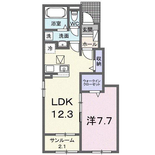 グリーンガーデン II(1LDK/1階)の間取り写真