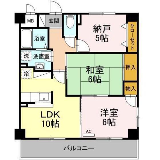 グランドール清水(2SLDK/3階)の間取り写真