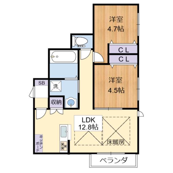 クレールメゾン(2LDK/1階)の間取り写真