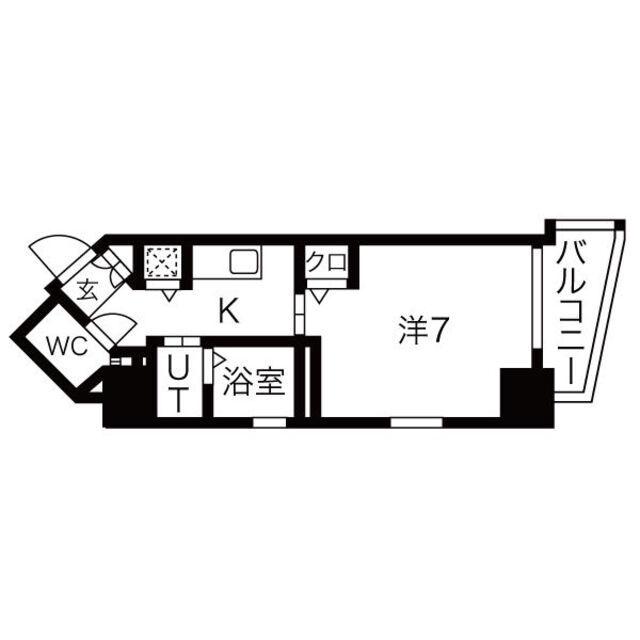 ヴァンデュール名古屋御器所(1K/12階)の間取り写真