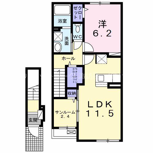 エンゼルコーポ(1LDK/2階)の間取り写真