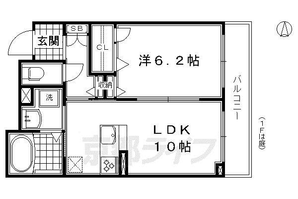 シャーメゾン梅小路(1LDK/2階)の間取り写真