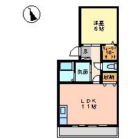 エクセラン彩(1LDK/2階)の間取り写真