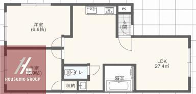 盛隆ビル(2LDK/2階)の間取り写真