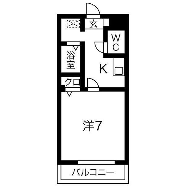 メリーコート(1K/2階)の間取り写真