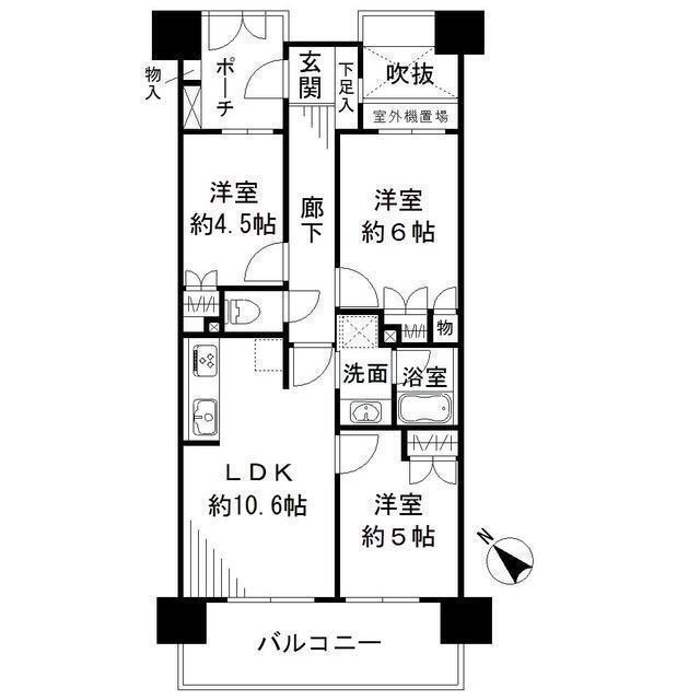 ガーデナヴィルラグナ市川妙典(3LDK/5階)の間取り写真