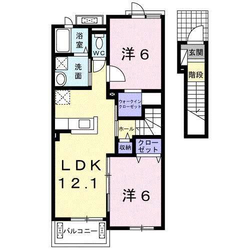 フォルトゥーナ(2LDK/2階)の間取り写真