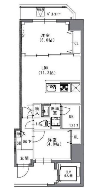 S-RESIDENCE菊川RIVIE(2LDK/3階)の間取り写真
