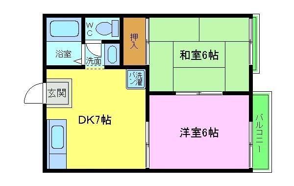 トータスメール(2DK/1階)の間取り写真