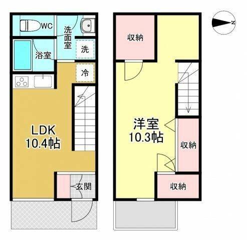 オークテラス(1LDK/B1階)の間取り写真