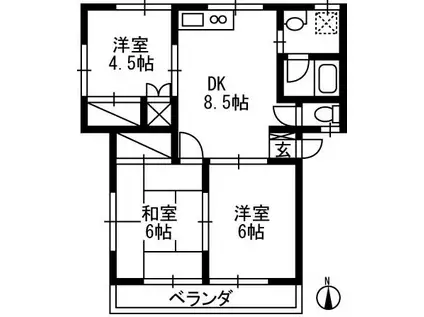中村ハイツ(3DK/1階)の間取り写真