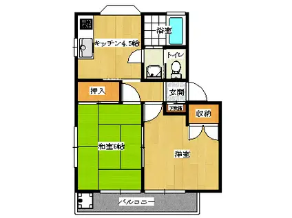 プレジュールナカジマA棟202(2K/2階)の間取り写真