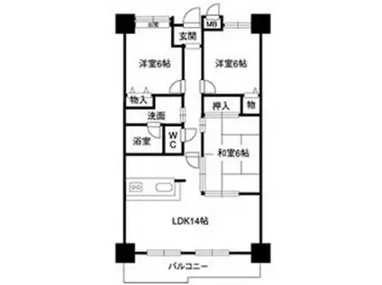 レジデンスマサノ2(3LDK/7階)の間取り写真