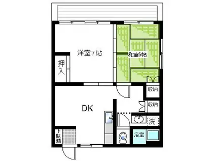 斉丸マンション(2DK/2階)の間取り写真