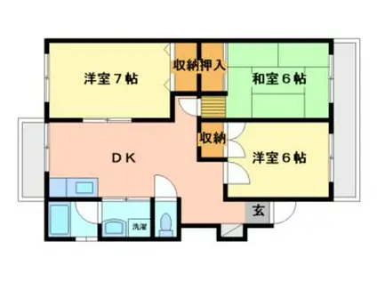 エムロード(3DK/2階)の間取り写真