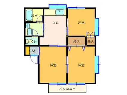 メゾンワタナベA棟102(3DK/1階)の間取り写真
