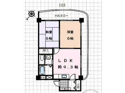 スペースエイツビル(2LDK/1階)の間取り写真