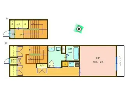 リーベハウス(1K/2階)の間取り写真