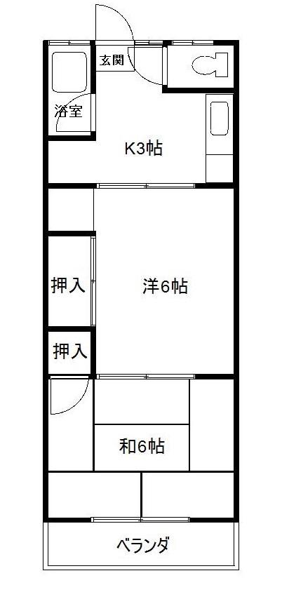 あさひハイツ(2K/2階)の間取り写真