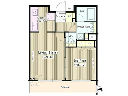 ラグゼガーデン松原 I(1LDK/2階)の間取り写真