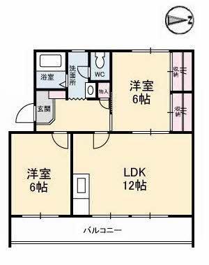 茜屋マンション(2LDK/3階)の間取り写真