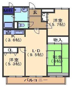 シティ・ライフ高島(3LDK/2階)の間取り写真